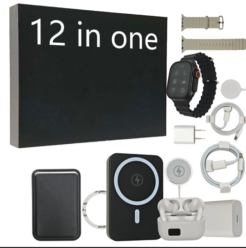 8-in-1 Charging Kit: Fast Charge, 10000mAh Magnetic Power Bank, Wireless Charger, Type-C to Fast Charge Cable, Adapter and Color Screen Bluetooth Headset